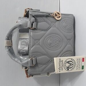 Valentino Orlandi Vegan Leather Light Gray Satchel Bag *NWT*